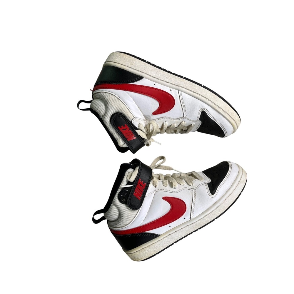 Nike Court Borough Mid 2 White Red Black Sneakers Youth 5.5Y CD7782-110